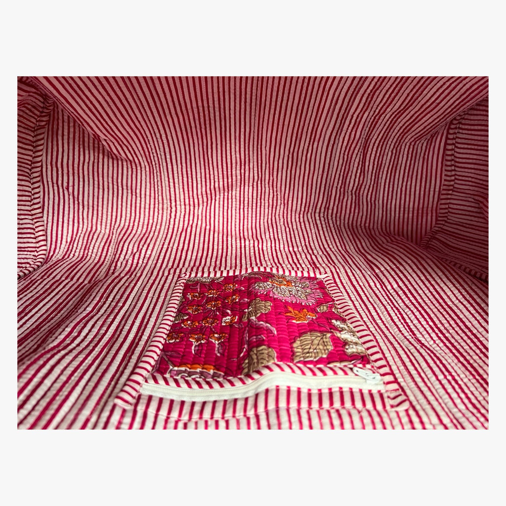 Blossom Pop – Hand Block Printed Travel Bag