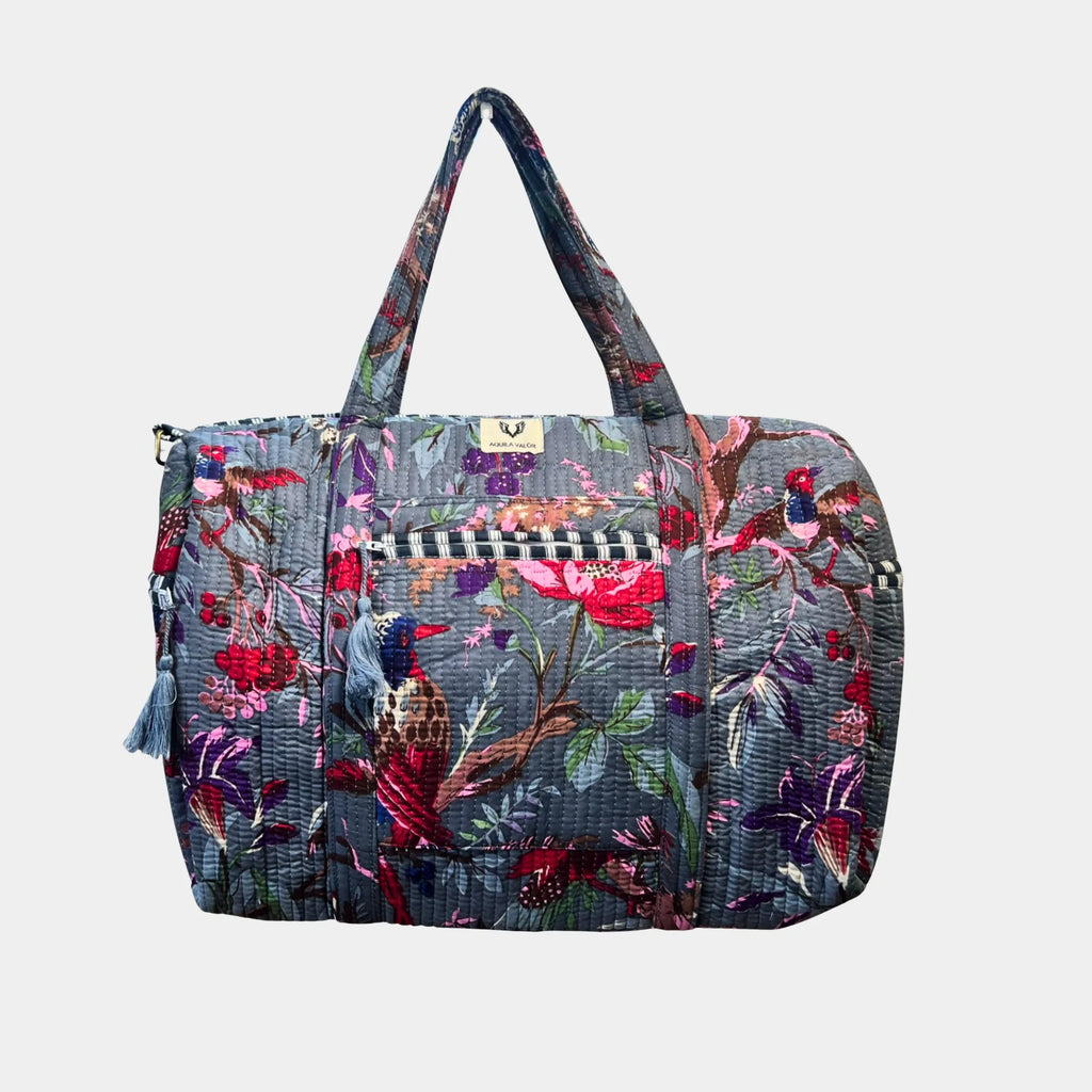 Frosted Bloom - Quilted Cotton Getaway Bag