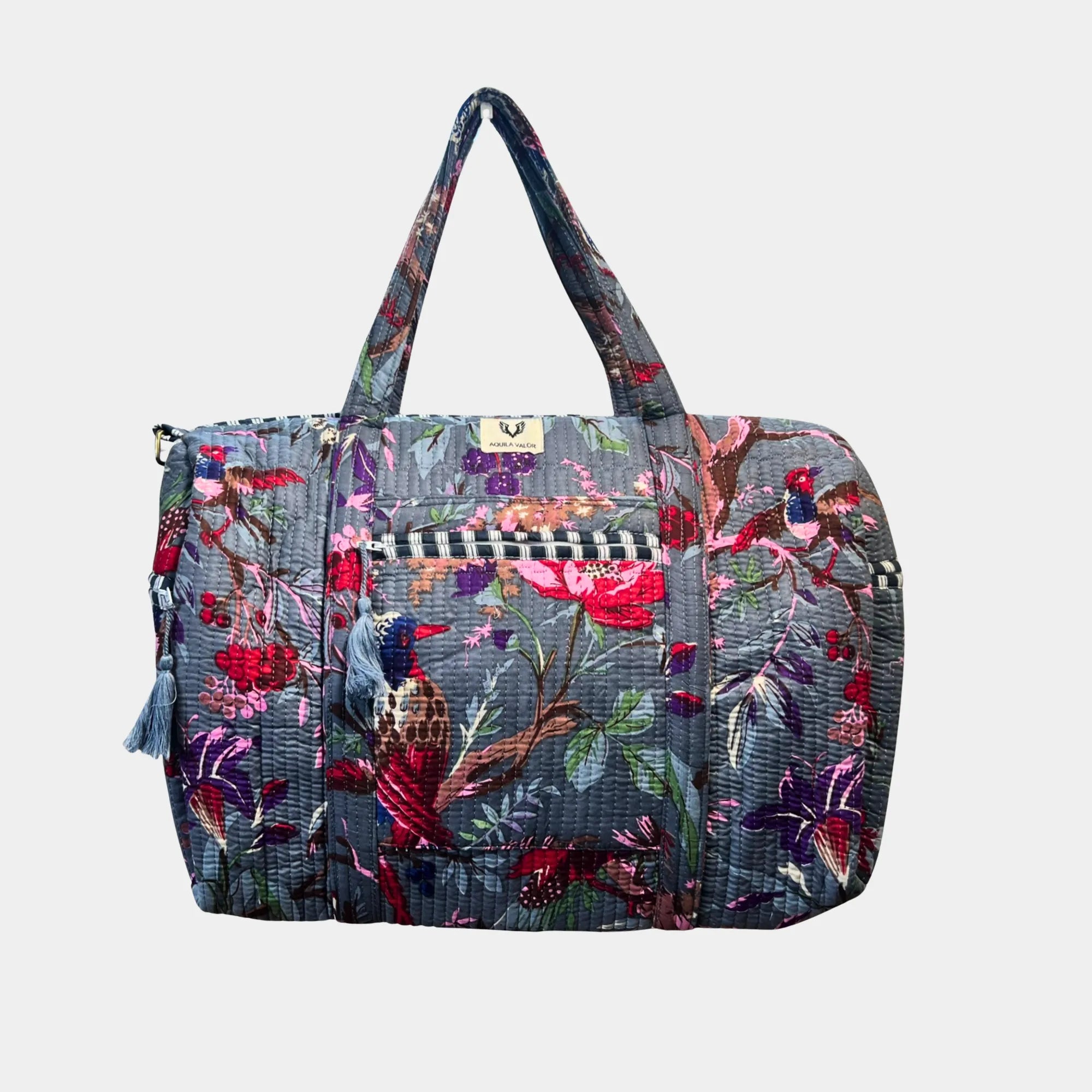 Frosted Bloom - Quilted Cotton Getaway Bag
