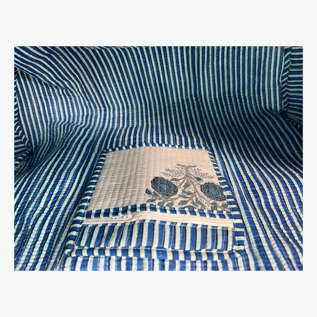 Blue Rose – Hand Block Printed Travel Bag
