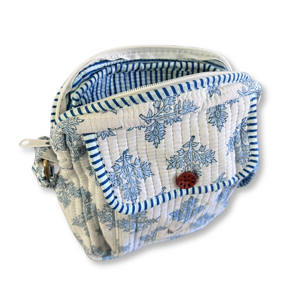Rain Drops - Handblock Printed Lightweight Crossbody Purse