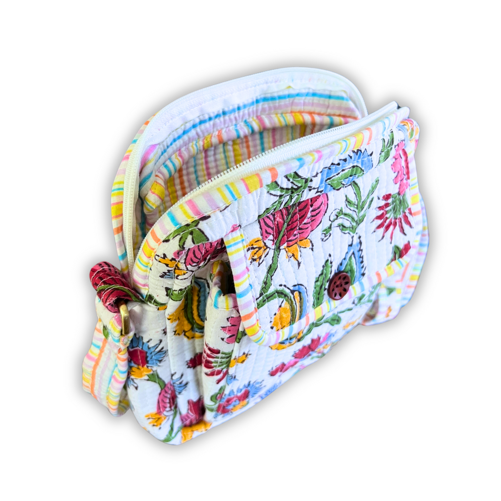 Summer Time - Handblock Printed Lightweight Crossbody Purse