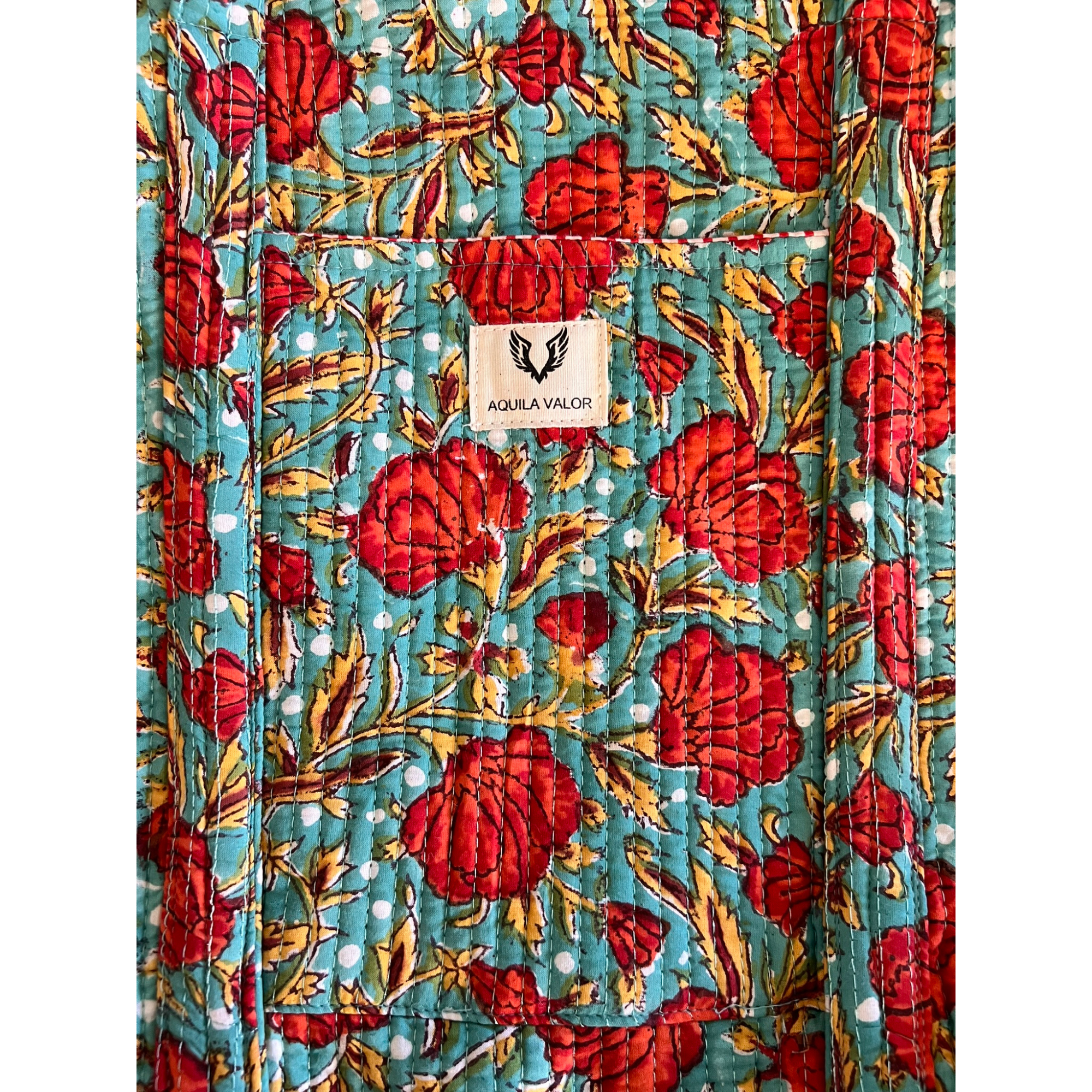 Rosey Meadow - Quilted Cotton Weekender Bag