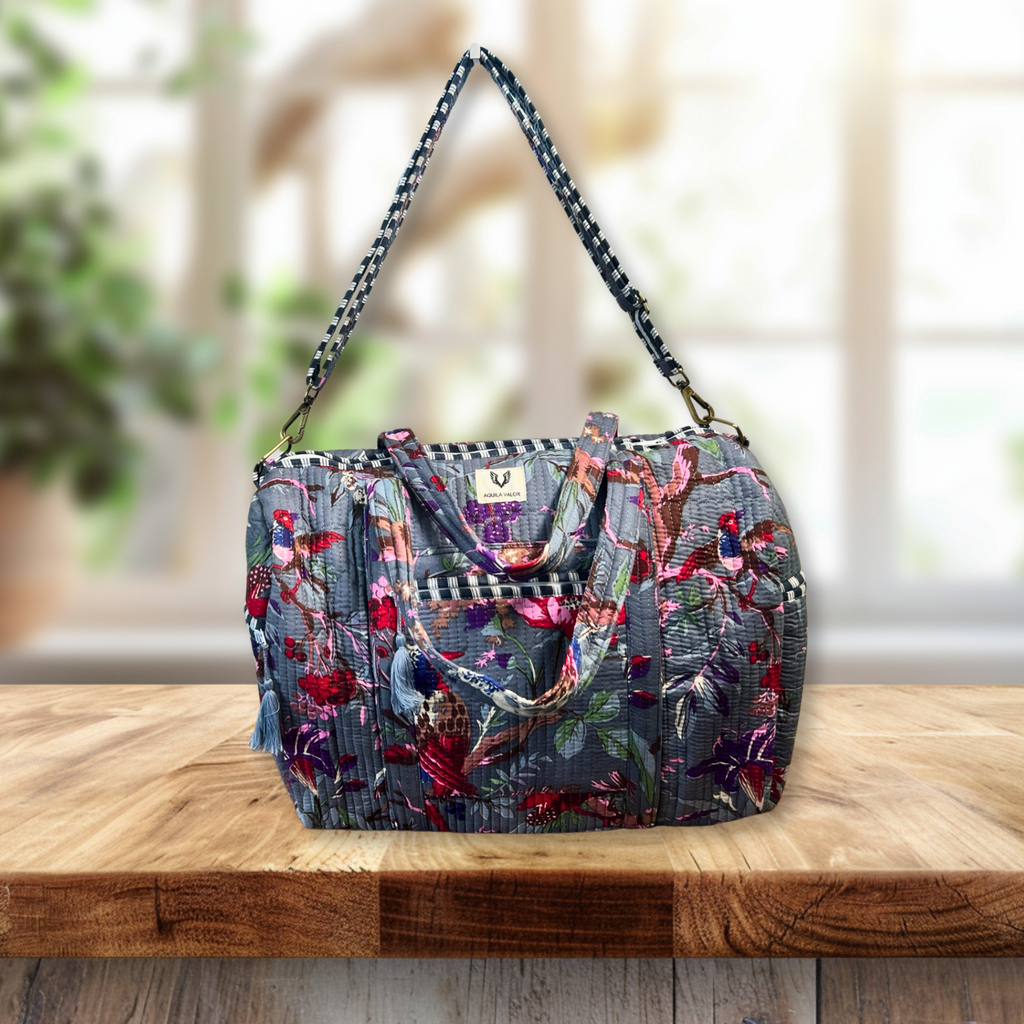 Frosted Bloom - Quilted Cotton Getaway Bag