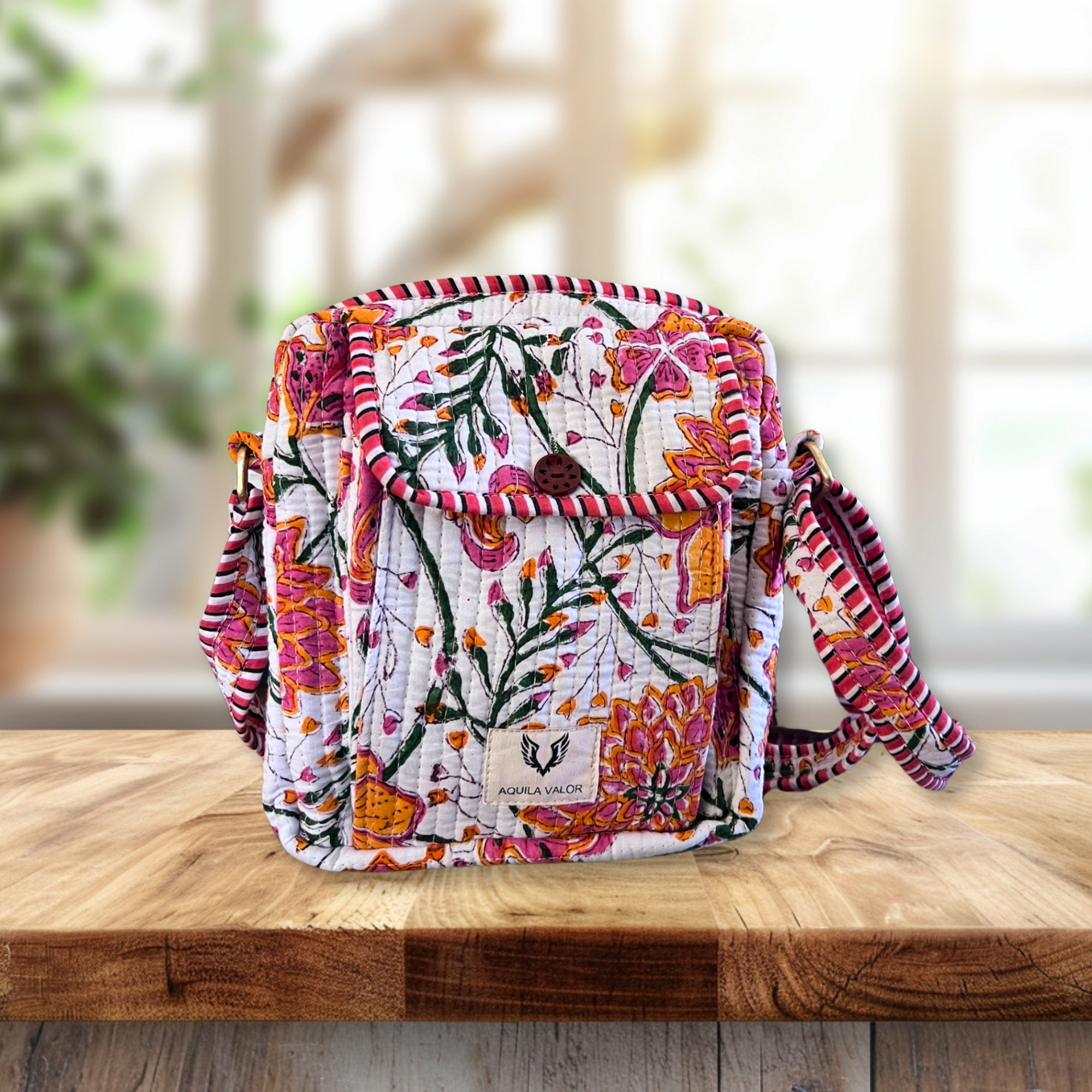 Garden Confetti - Handblock Printed Lightweight Crossbody Purse