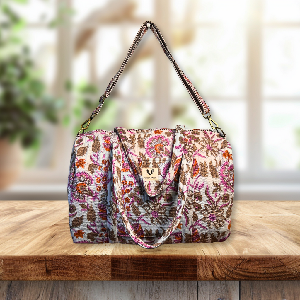 Bloom Dust - Quilted Cotton Weekender Bag
