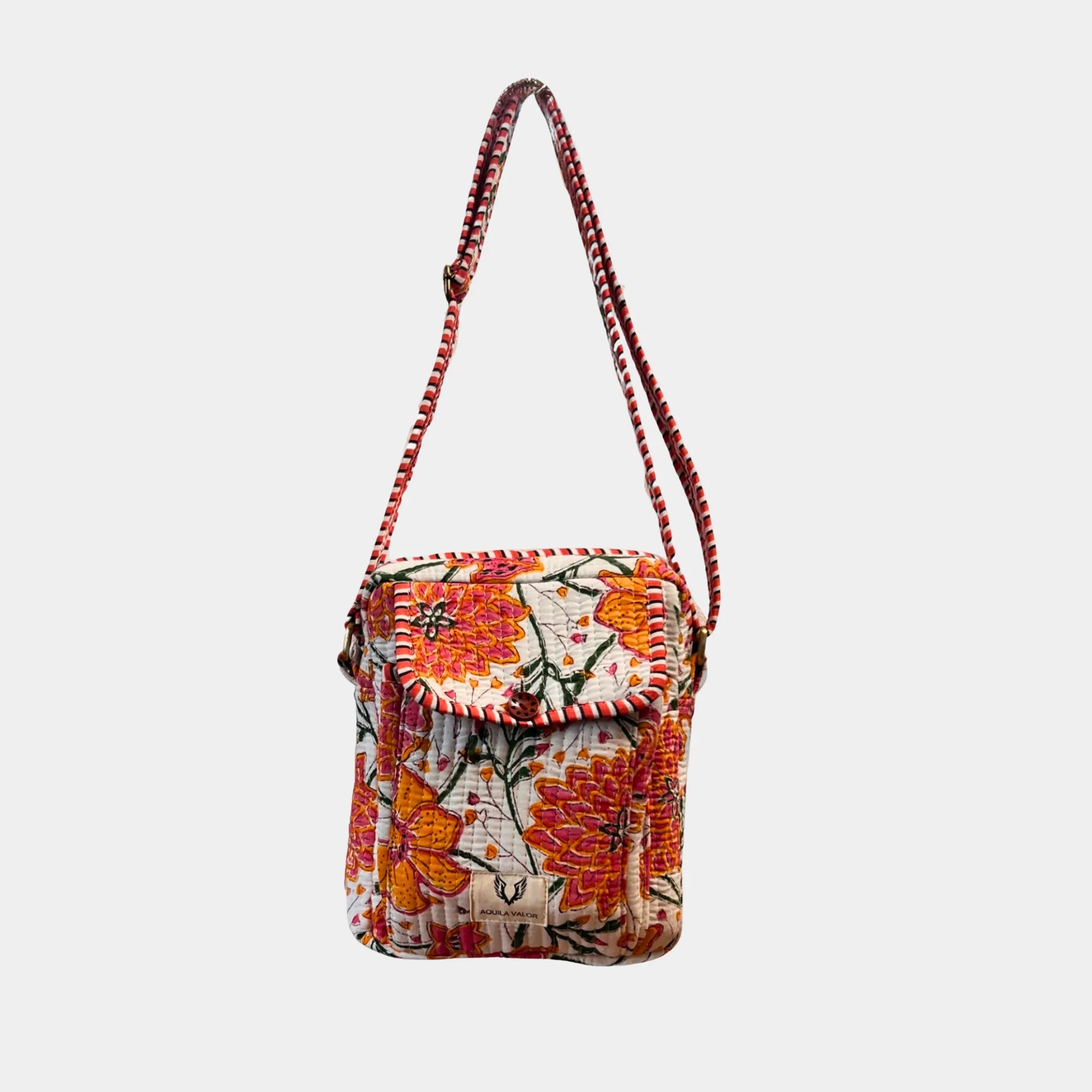Summer Petals - Handblock Printed Lightweight Crossbody Purse