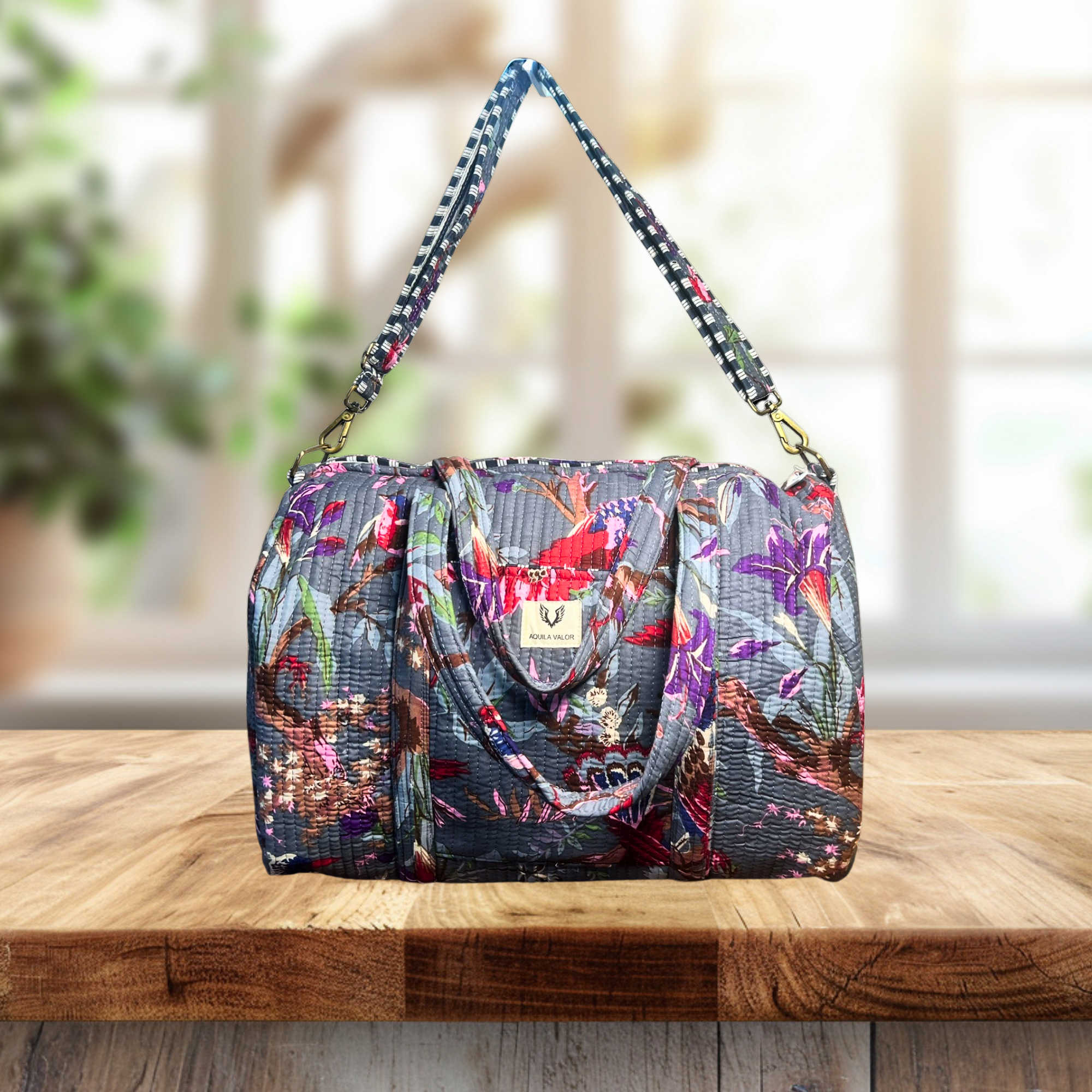 Frosted Bloom - Quilted Cotton Weekender Bag