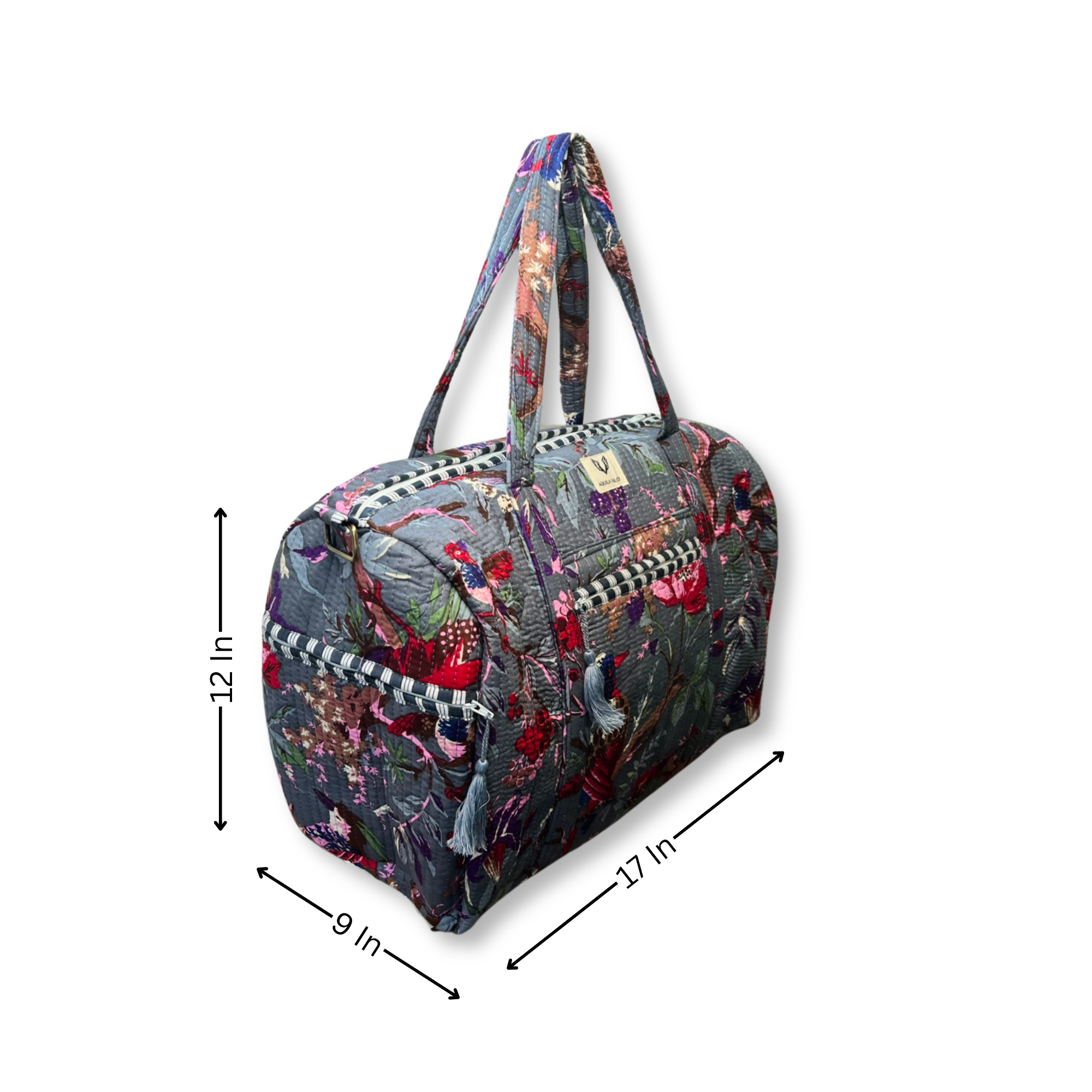 Frosted Bloom - Quilted Cotton Getaway Bag