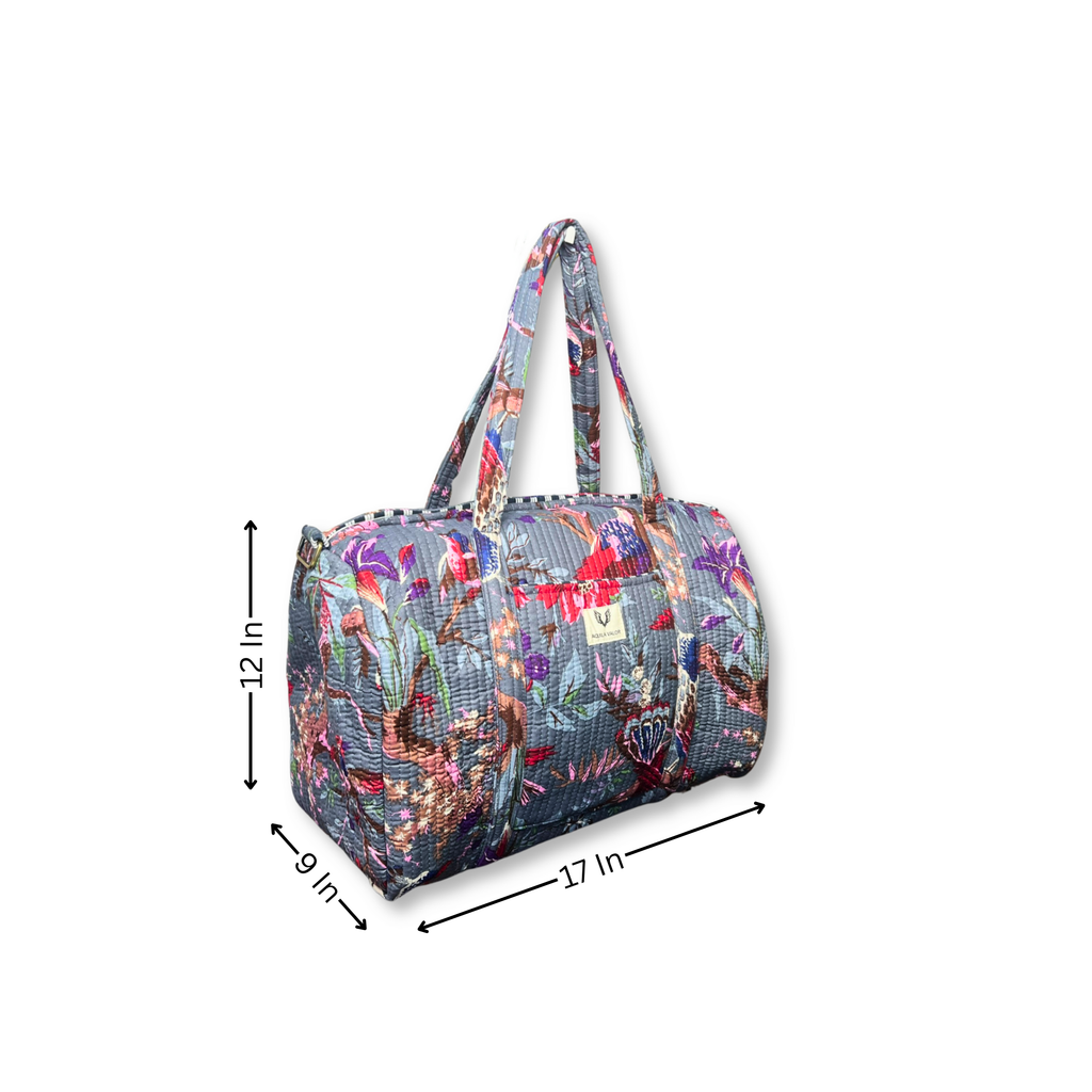 Frosted Bloom - Quilted Cotton Weekender Bag