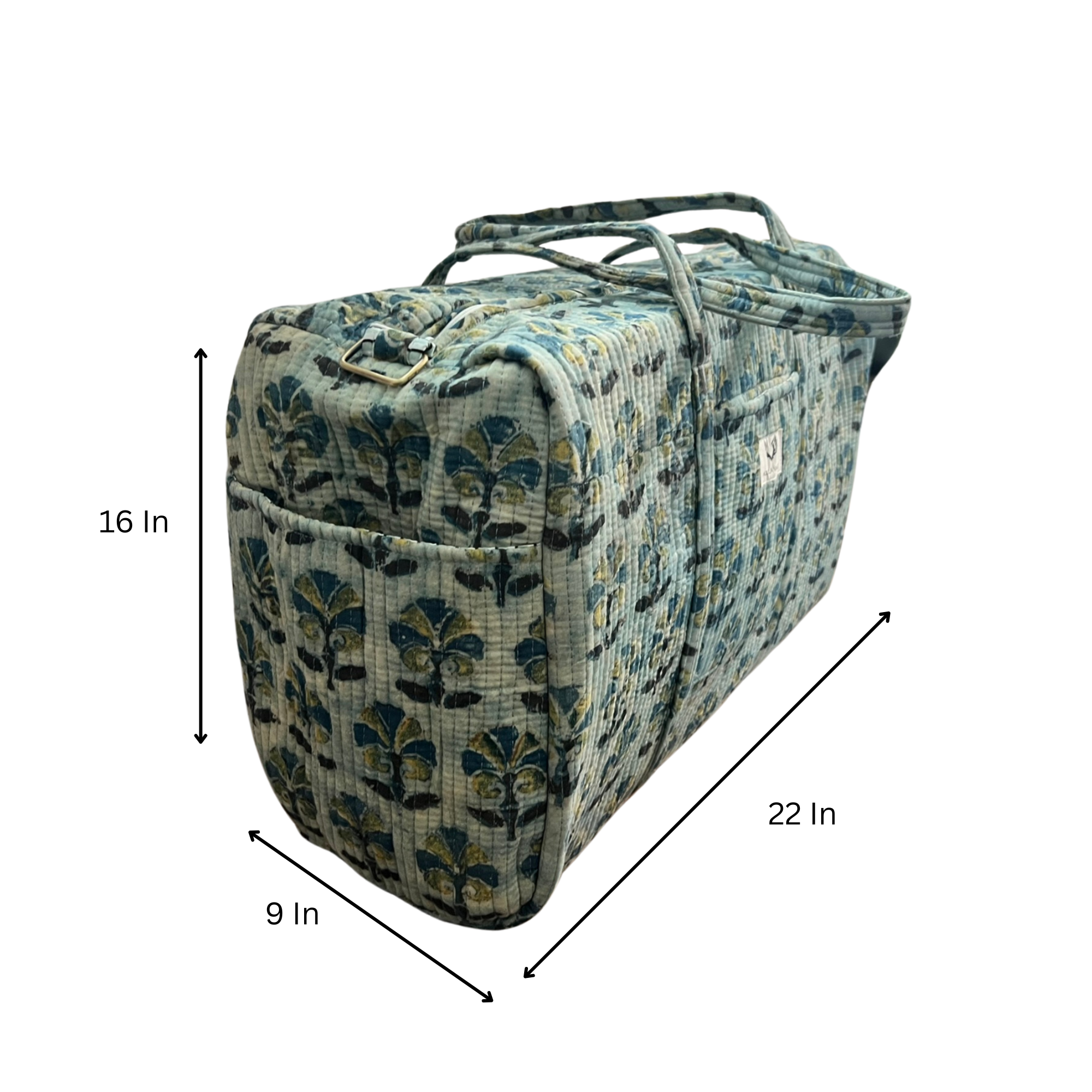 Meadow Haze – Hand Block Printed Travel Bag