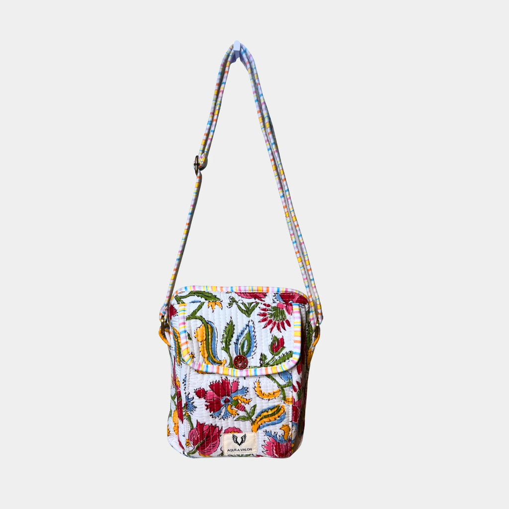 Summer Time - Handblock Printed Lightweight Crossbody Purse