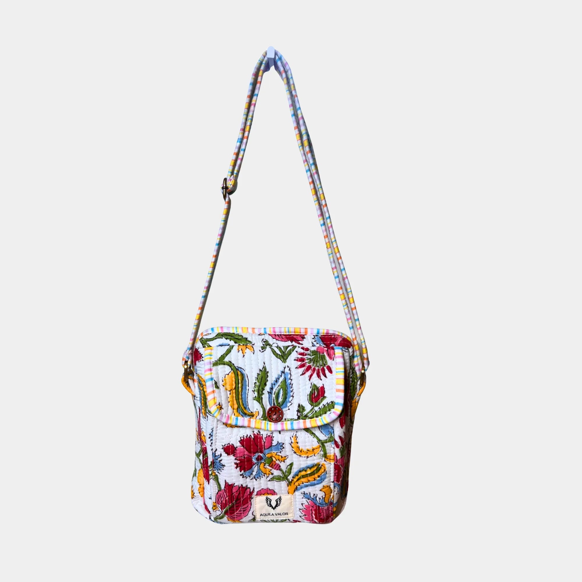 Summer Time - Handblock Printed Lightweight Crossbody Purse
