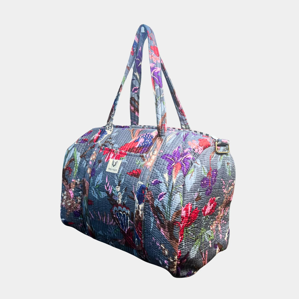 Frosted Bloom - Quilted Cotton Weekender Bag