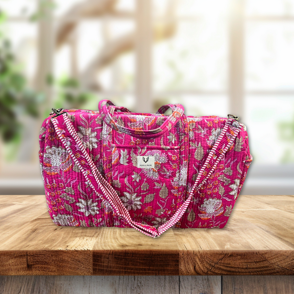Blossom Pop – Hand Block Printed Travel Bag