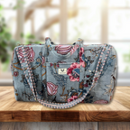 Frosted Bloom – Hand Block Printed Travel Bag