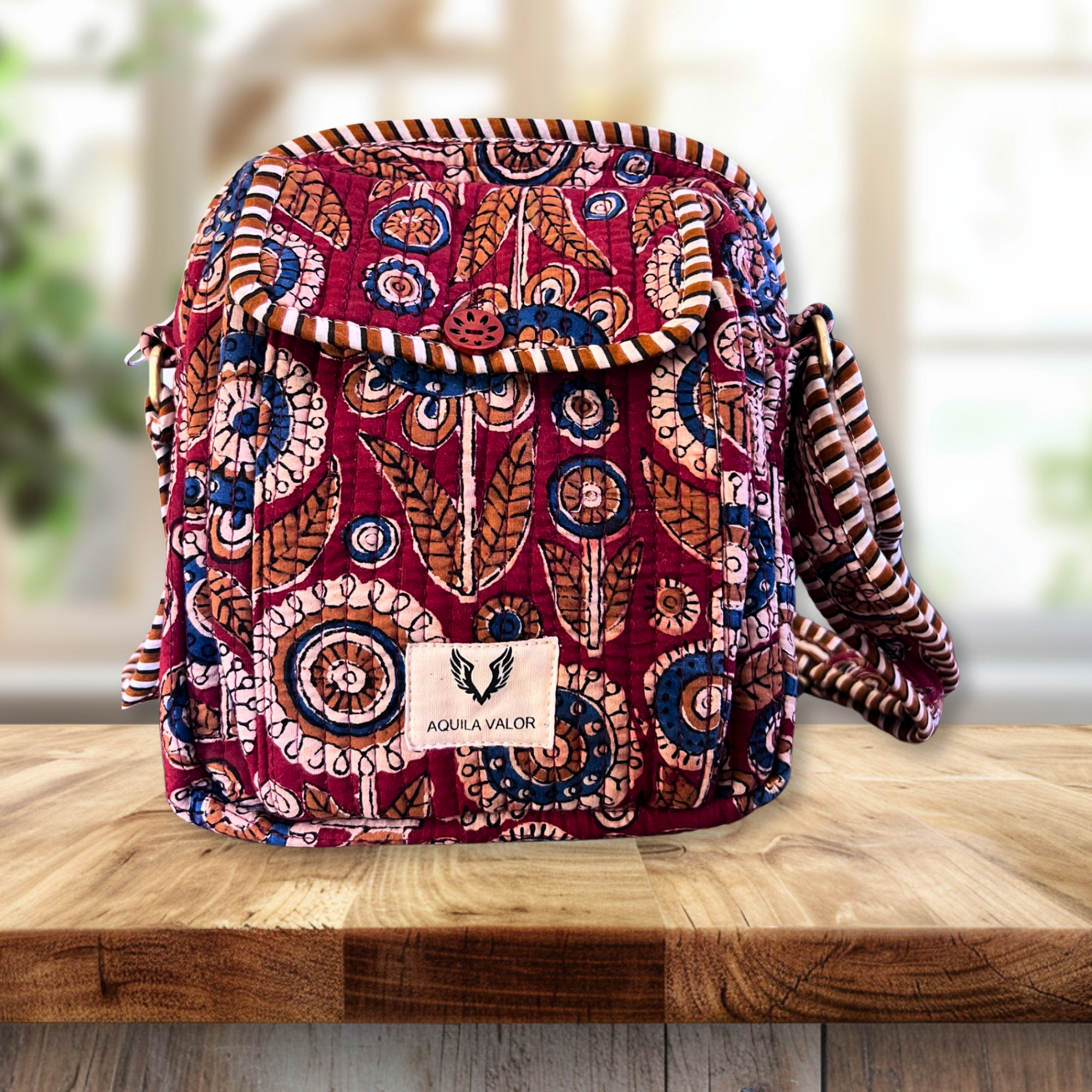 Ruby Bloom - Handblock Printed Lightweight Crossbody Purse
